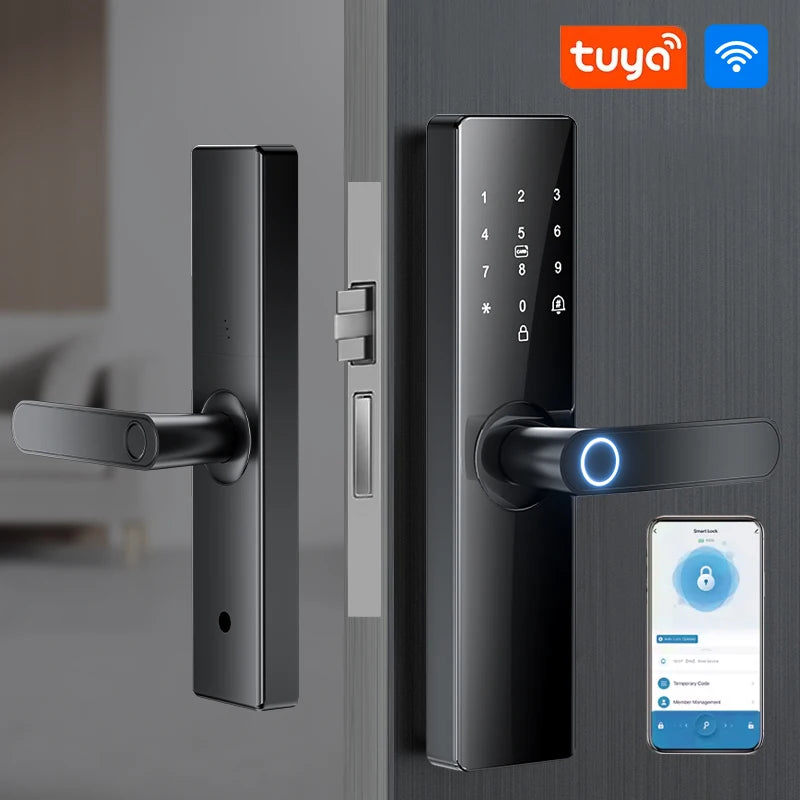 Tuya Wifi Digital Electronic Smart Door Lock With Fingerprint Smart Card Password Key Unlock Advanced Security and Convenience